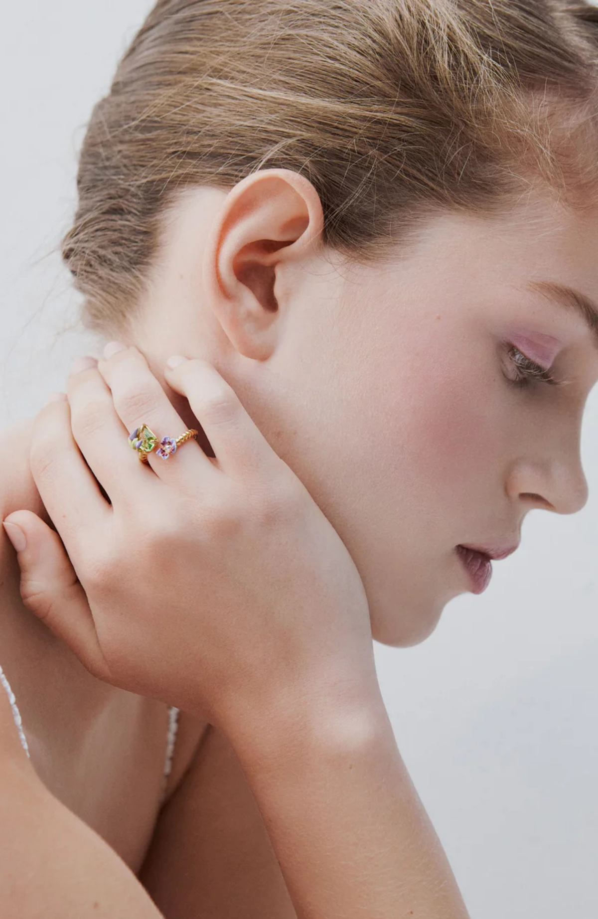 Mignon Citron earring with stone and lemon flower