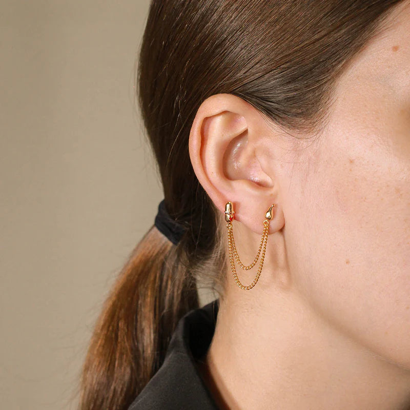 Monarch butterfly and green stone earrings. Floating Garden