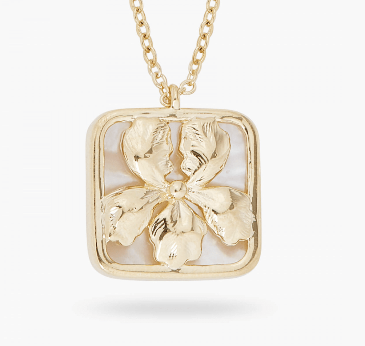 Lily Pendant Necklace on Mother of Pearl Plate