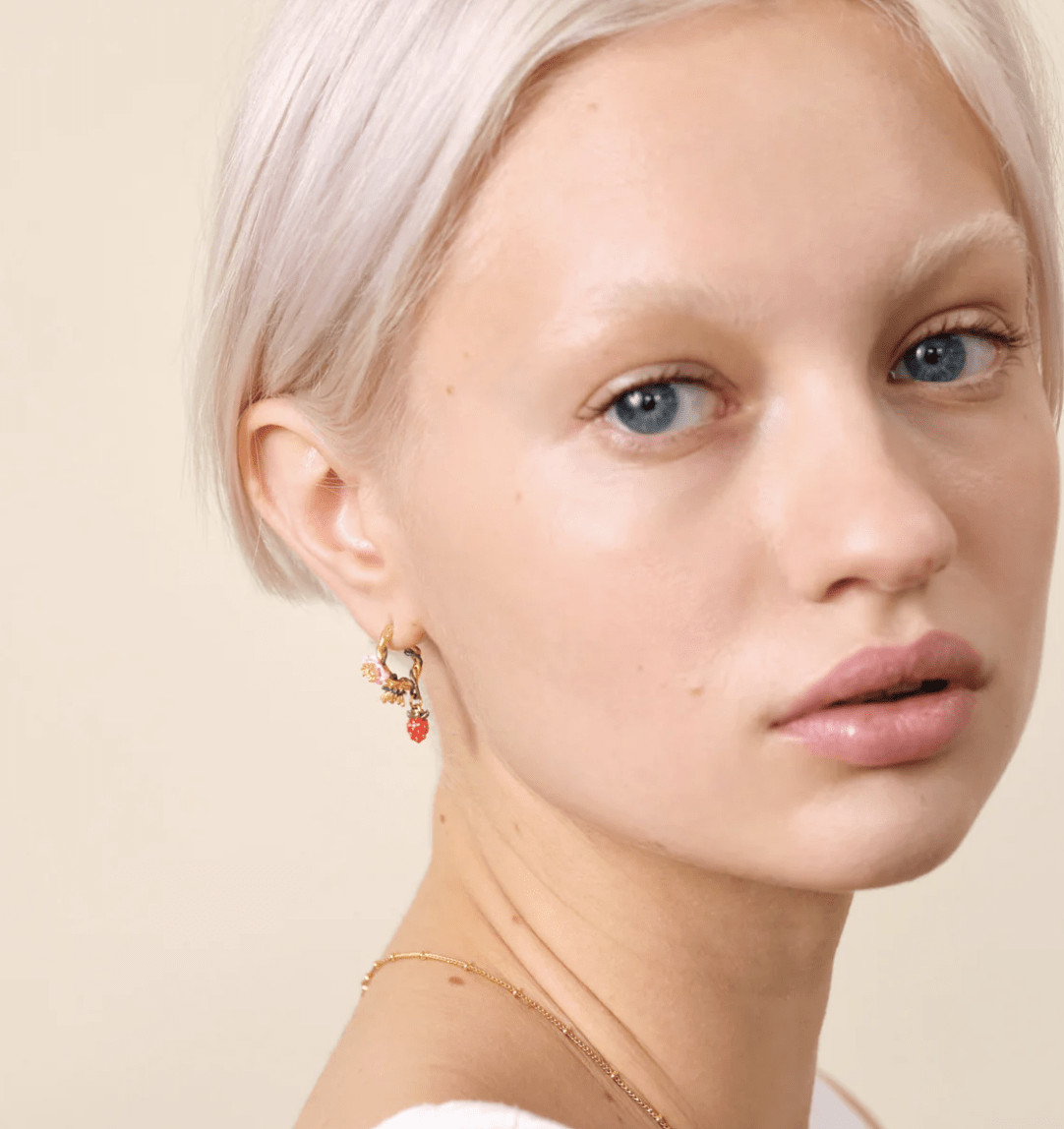 Wild Strawberry Creole Earrings