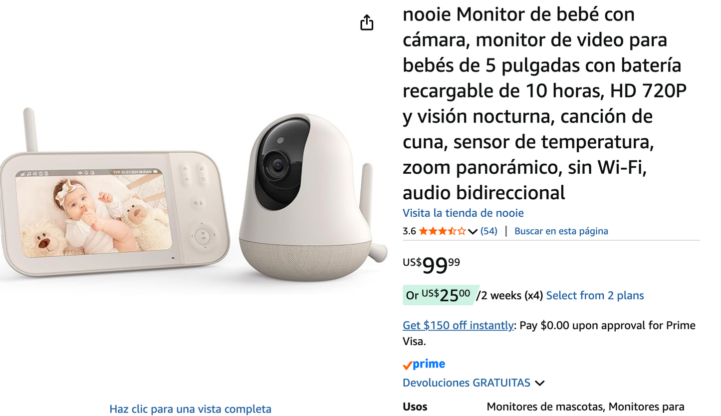 Cámara con Monitor Nooie . 9/10