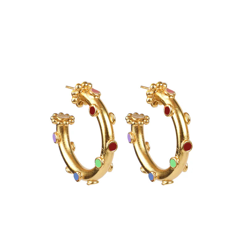 Monarch butterfly and green stone earrings. Floating Garden