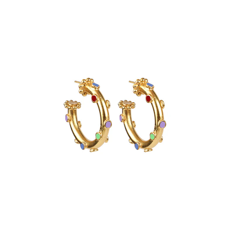 Monarch butterfly and green stone earrings. Floating Garden