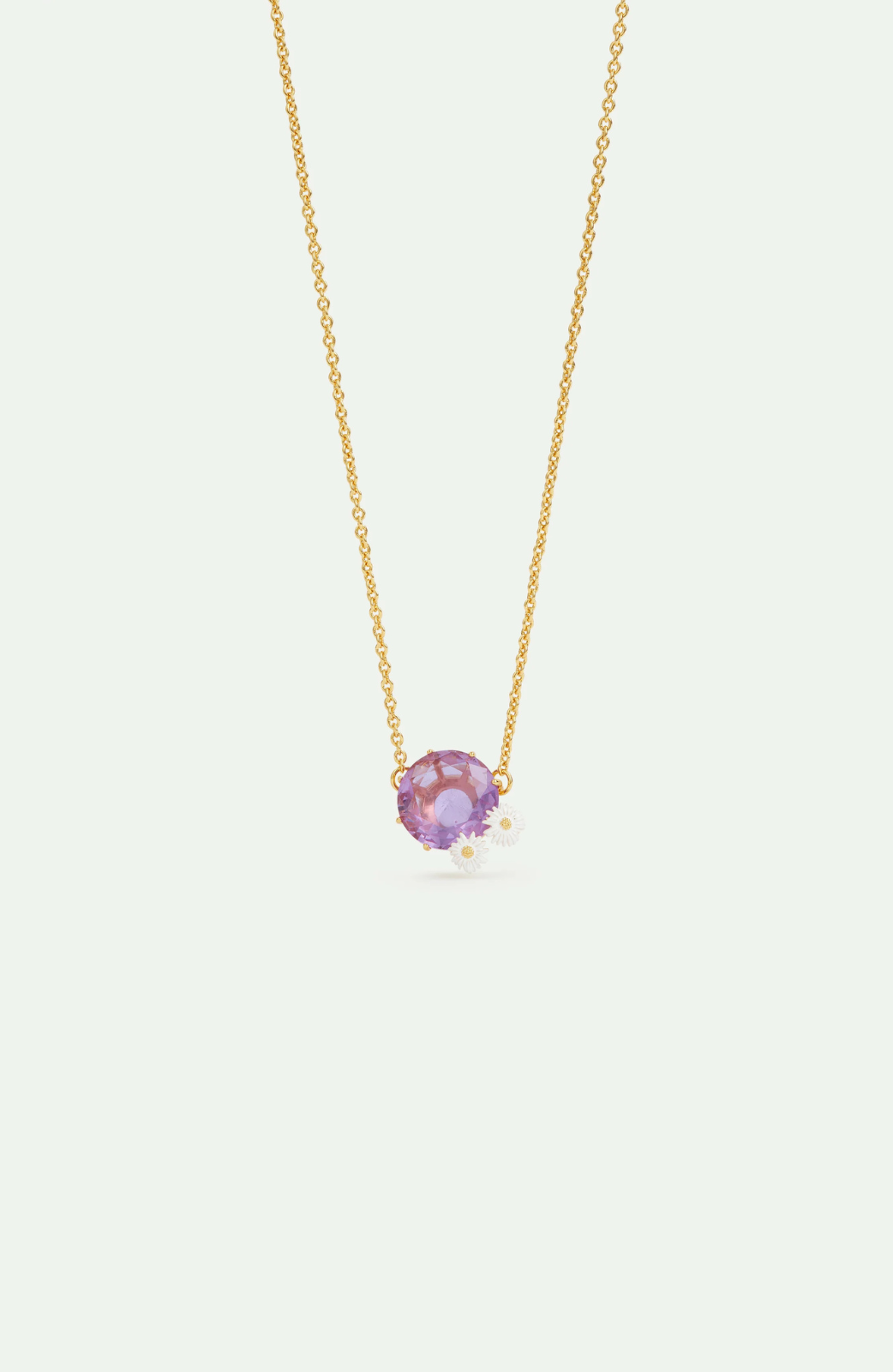 Strawberry and white flower necklace with stone