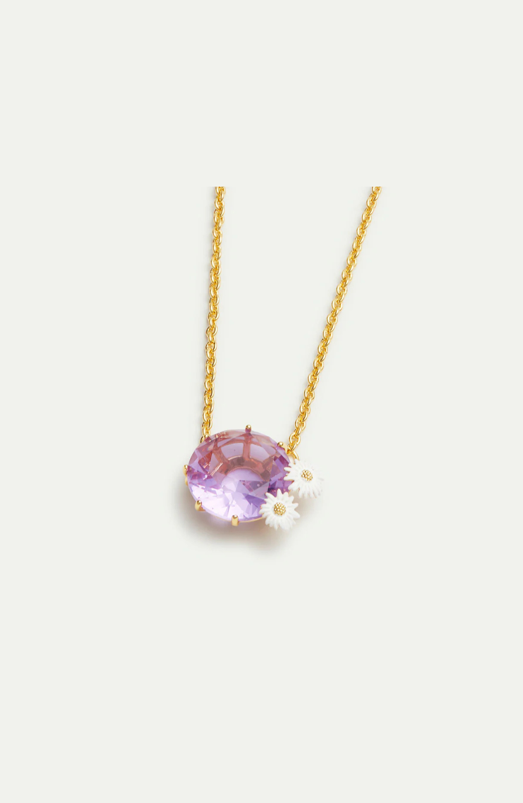 Strawberry and white flower necklace with stone