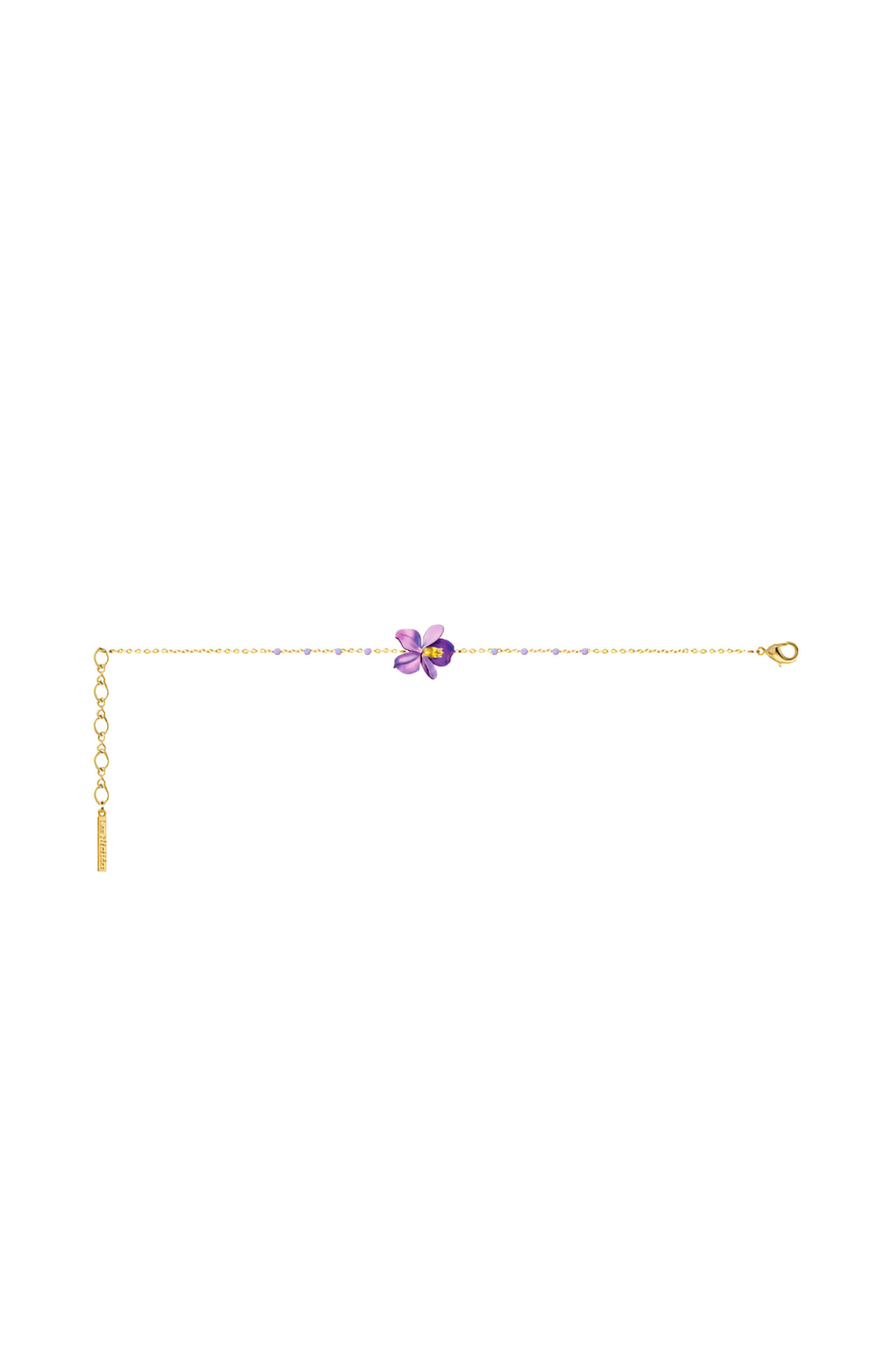 Pulsera fina perlada flor de violeta