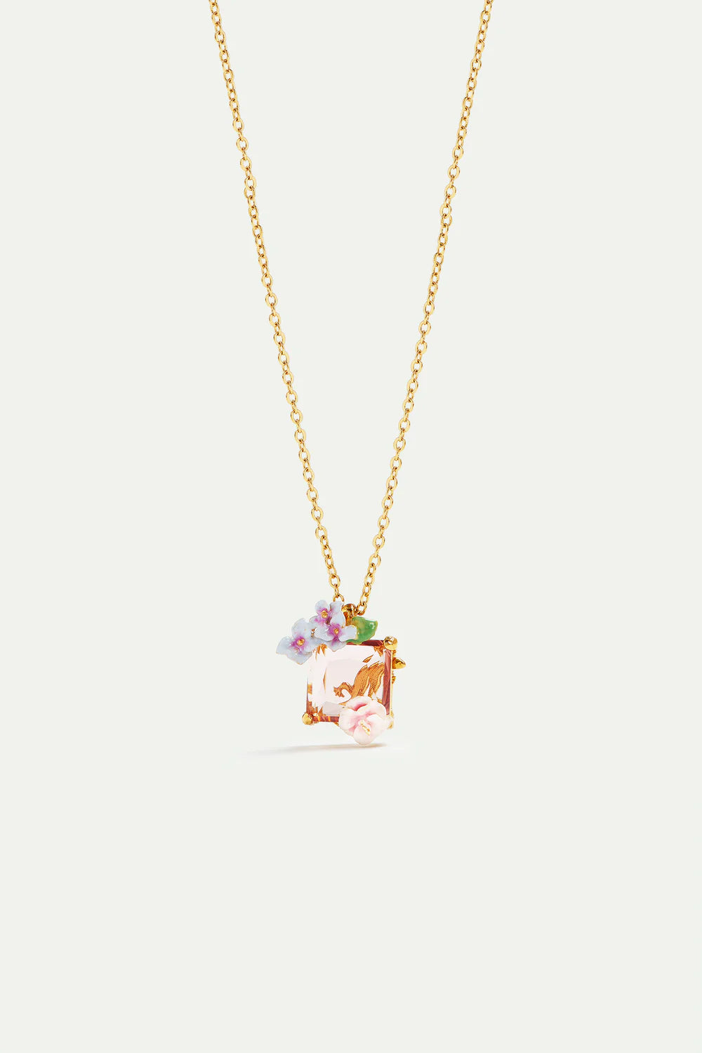 Strawberry and white flower necklace with stone