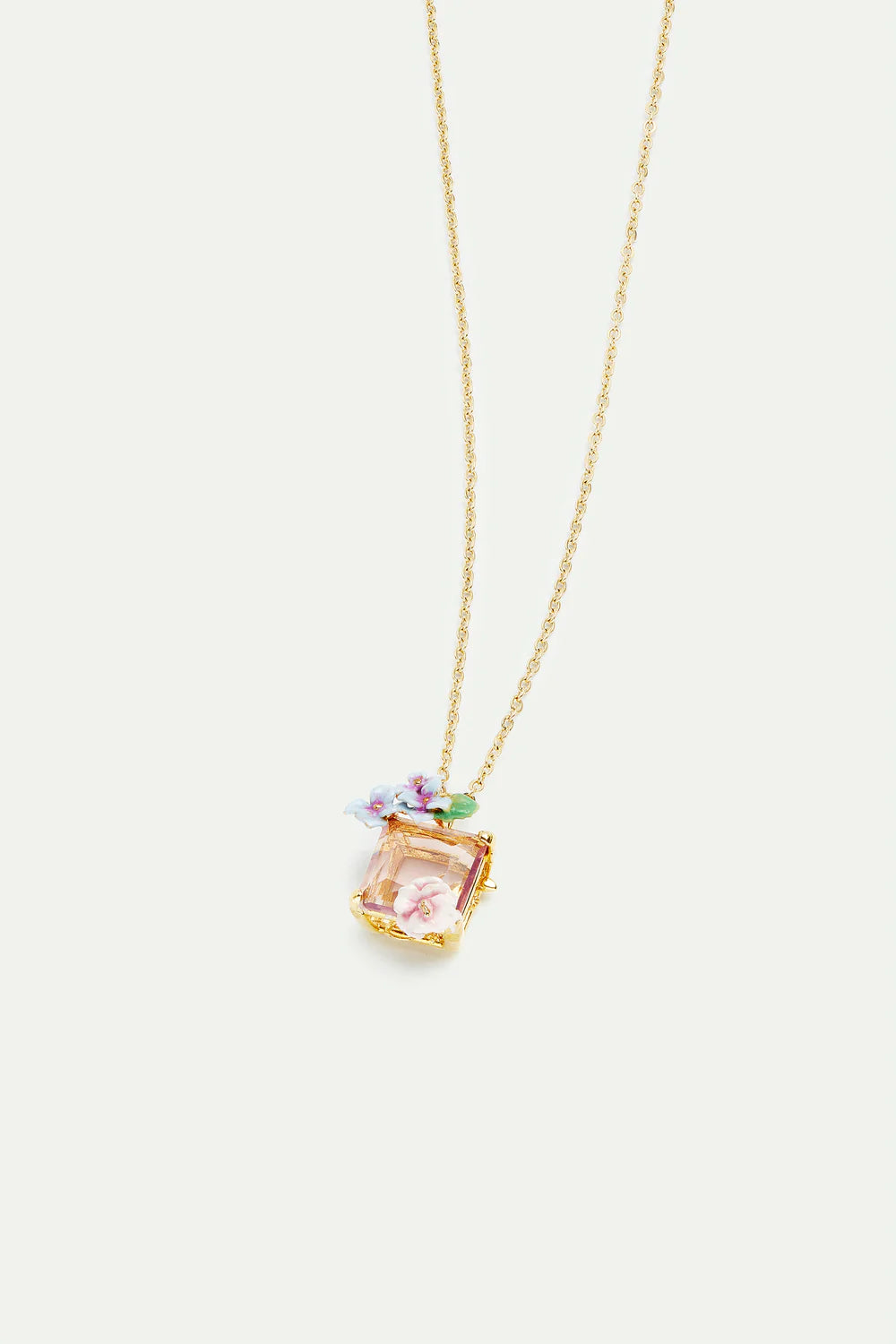 Strawberry and white flower necklace with stone