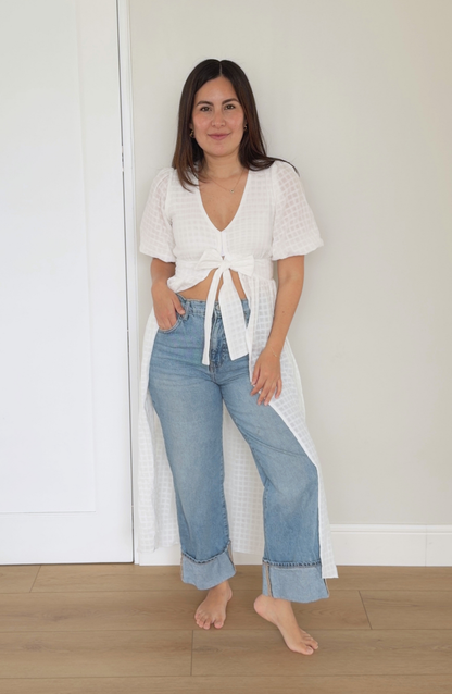 Blusa Crema de Coco a Cuadros