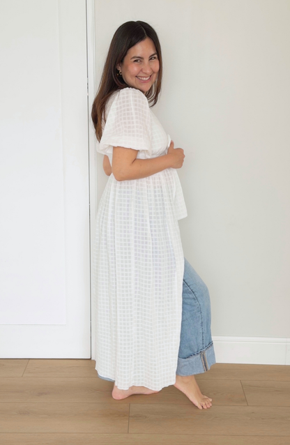 Blusa Crema de Coco a Cuadros