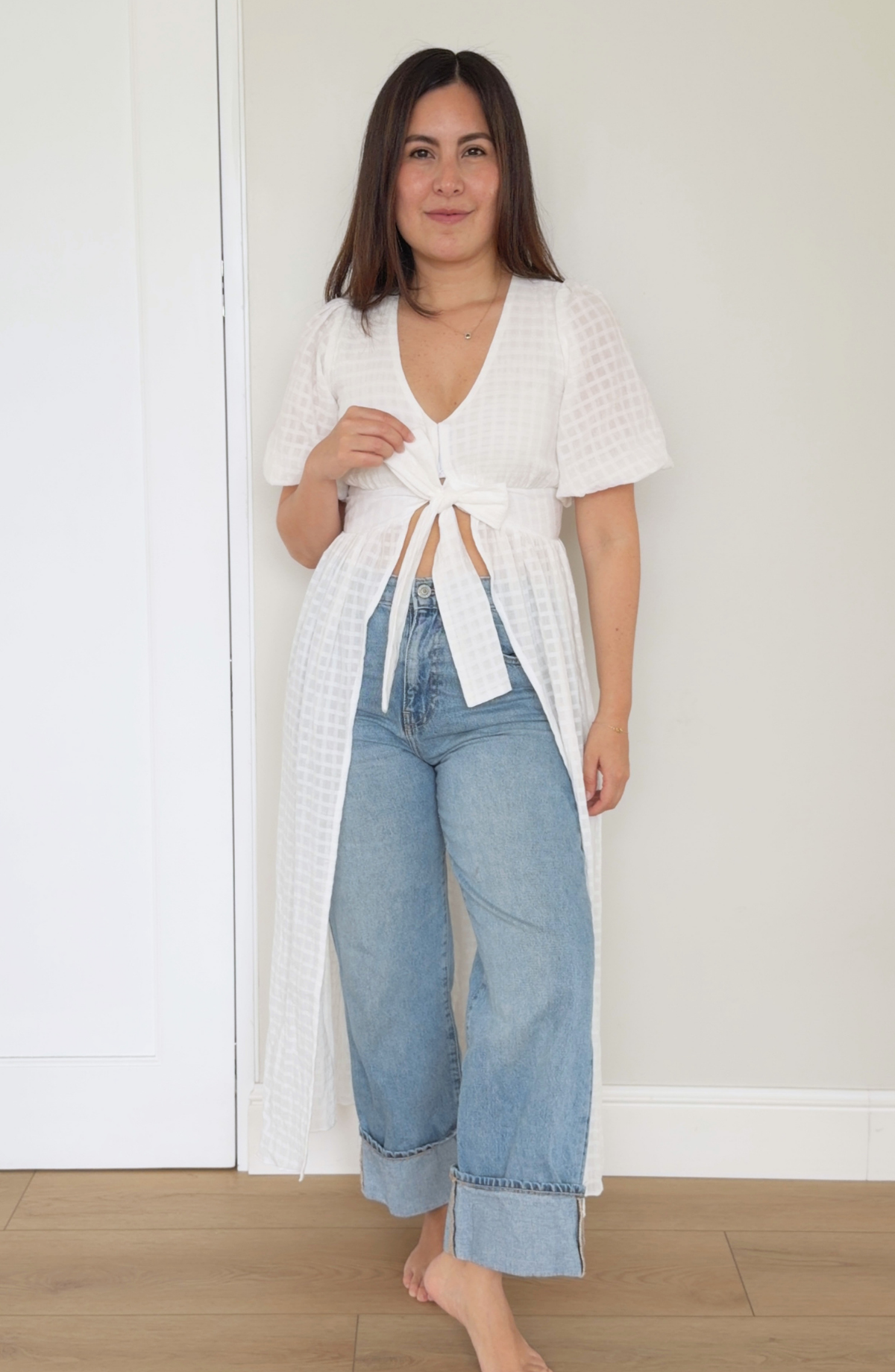 Blusa Crema de Coco a Cuadros