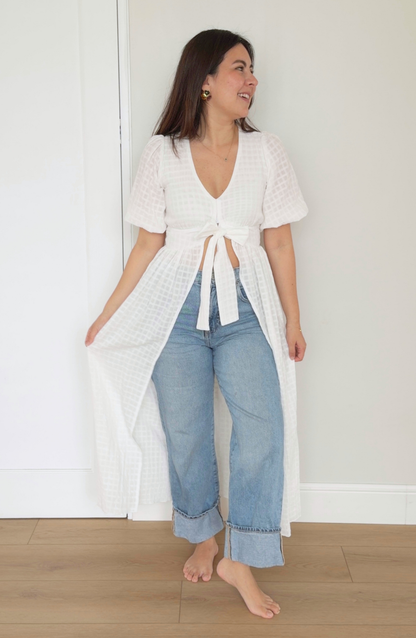 Blusa Crema de Coco a Cuadros