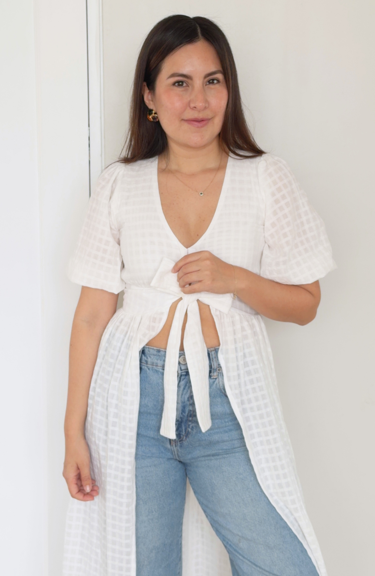 Blusa Crema de Coco a Cuadros