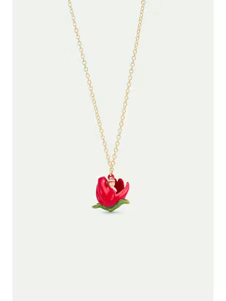 Collar Pulgarcita en Tulipán Rojo