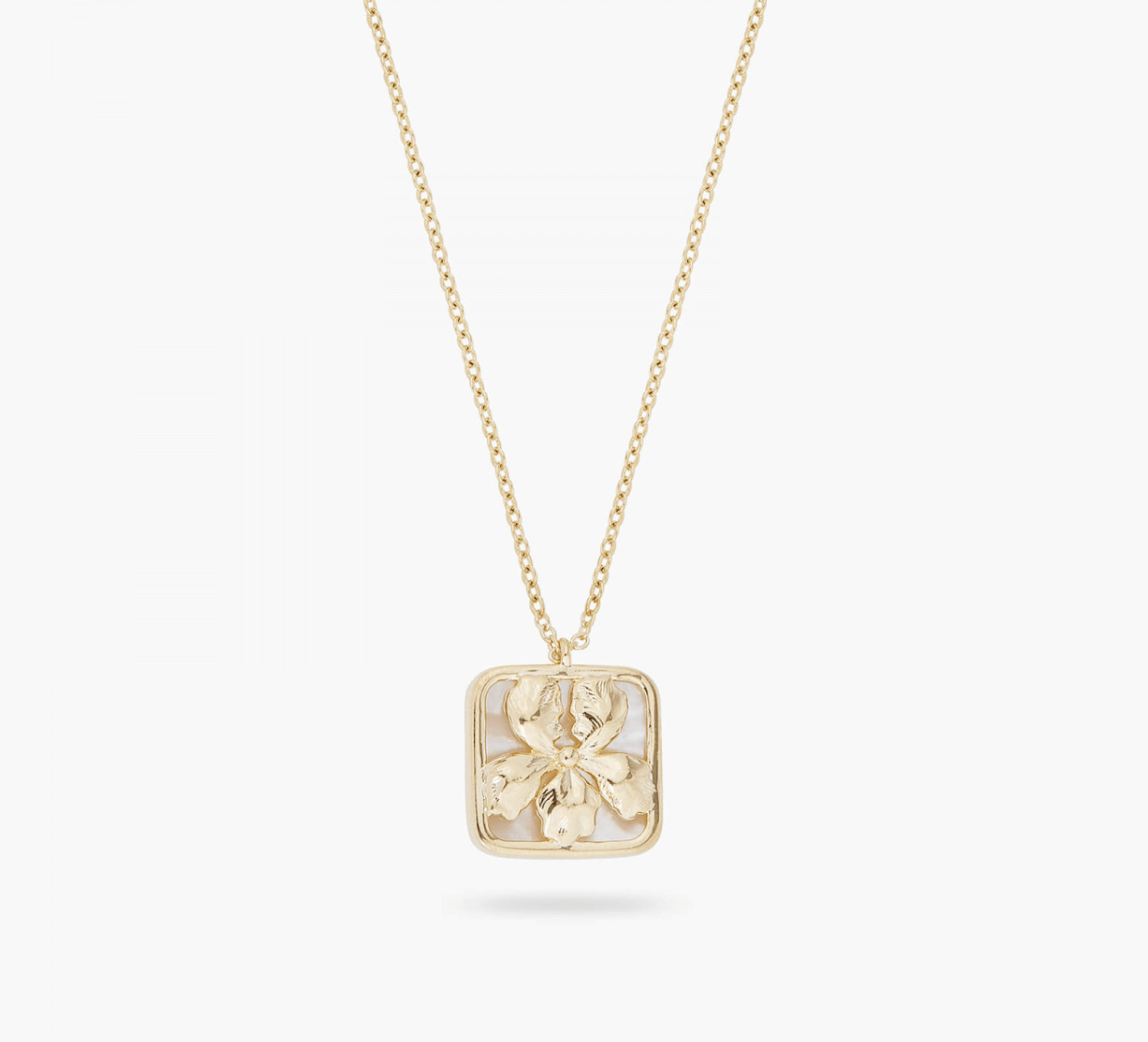 Lily Pendant Necklace on Mother of Pearl Plate 