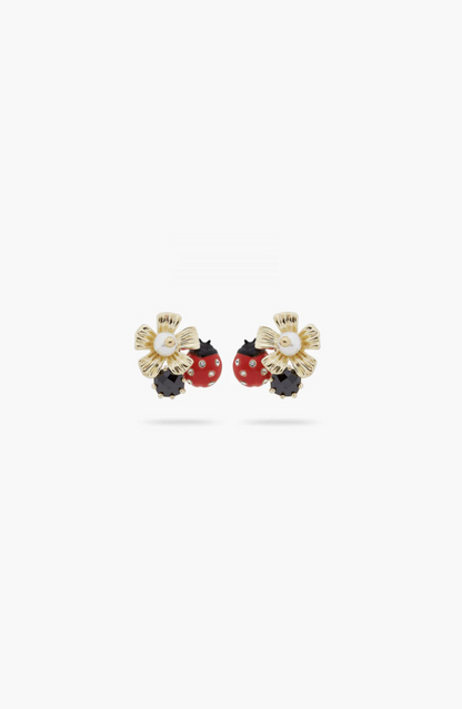 Ladybugs and Anemones Earring with Pearl and Stone