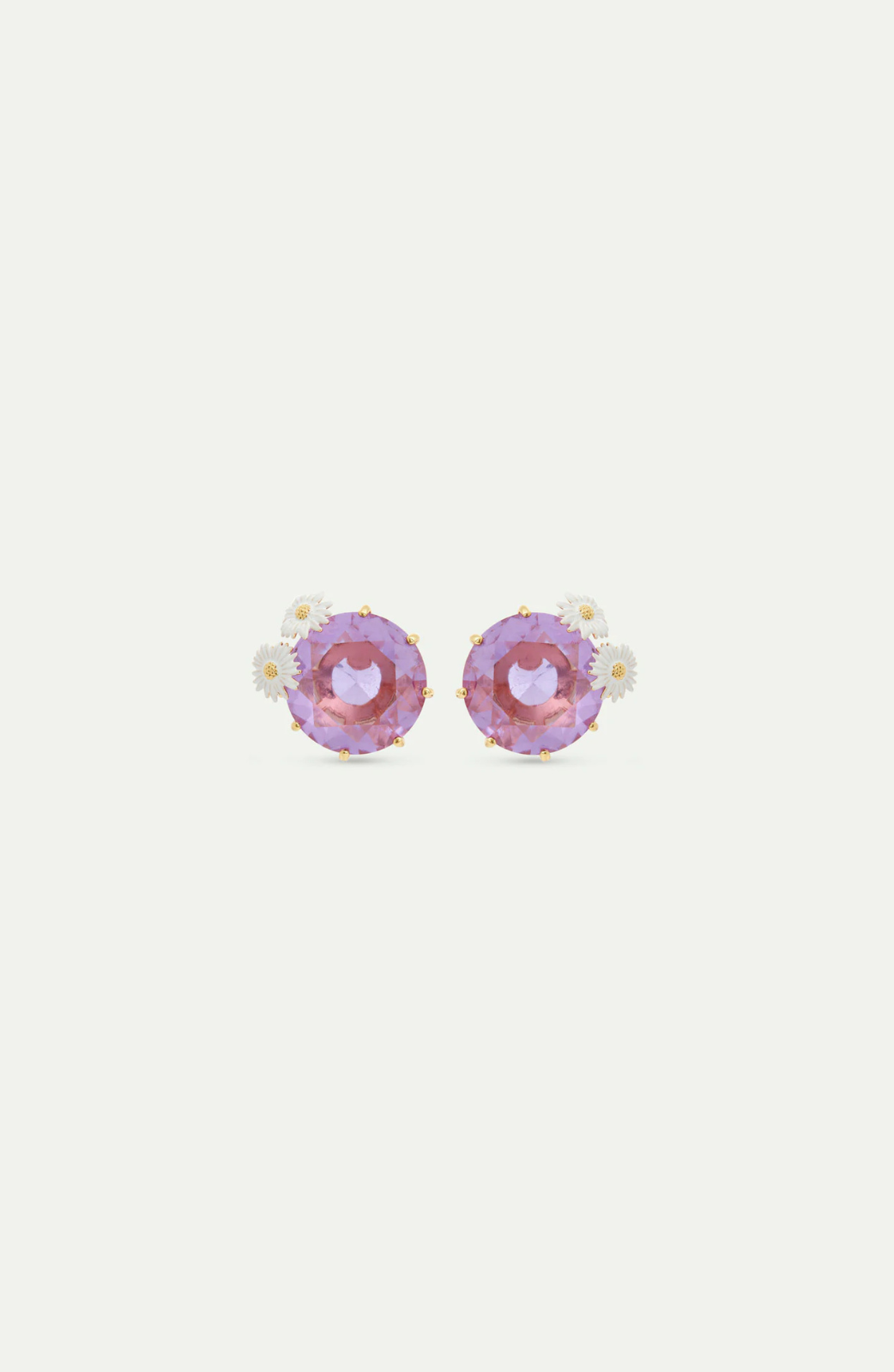 Pendientes redondos lavanda y margarita