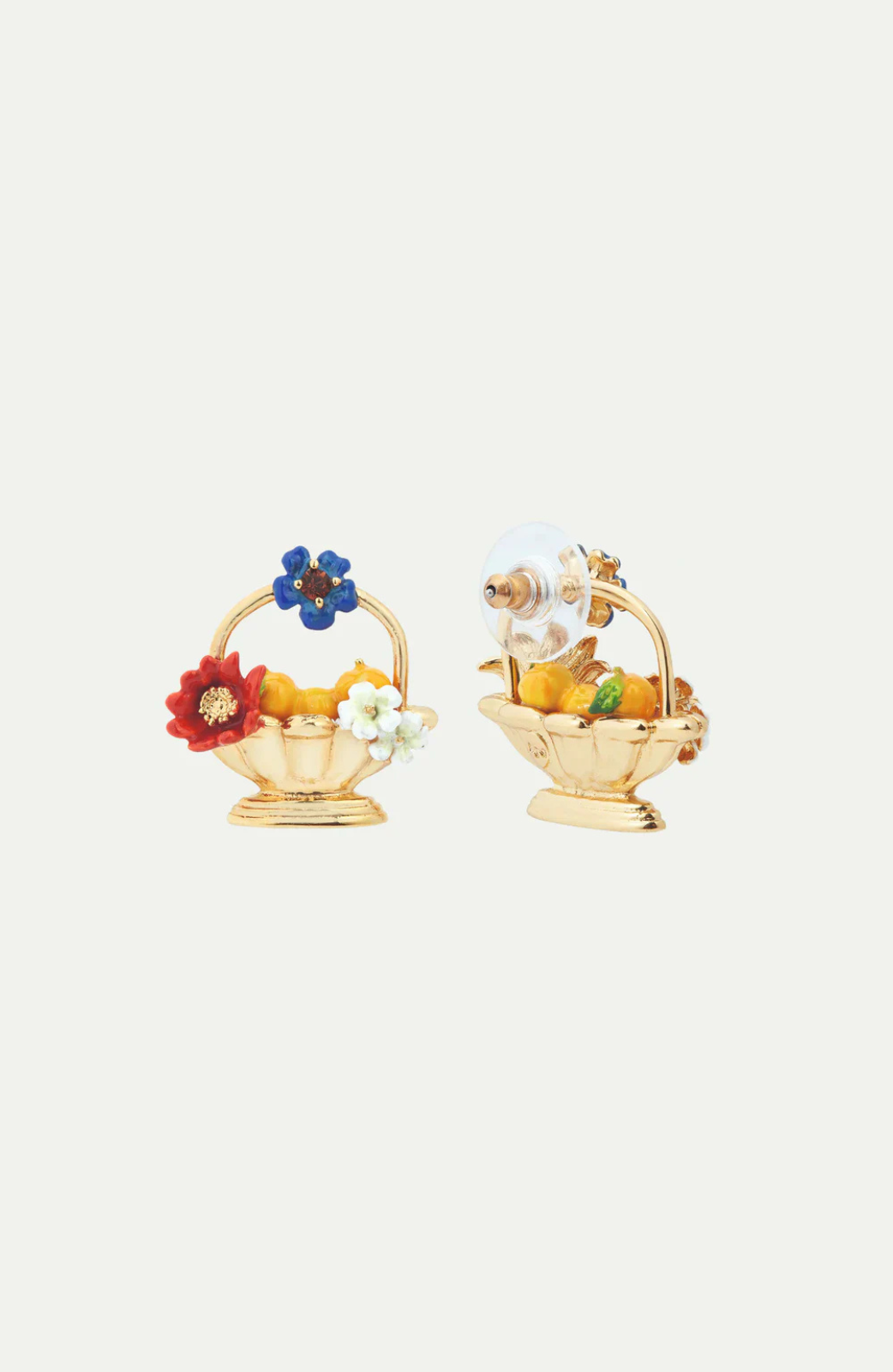 Pendientes Bolitas Cesta de Fruta y Flores