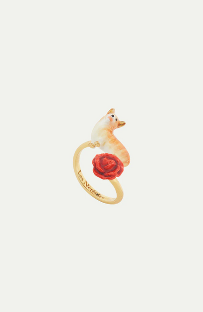 Anillo de Rosa Roja con un Corgi Amado por la Reina Isabel II
