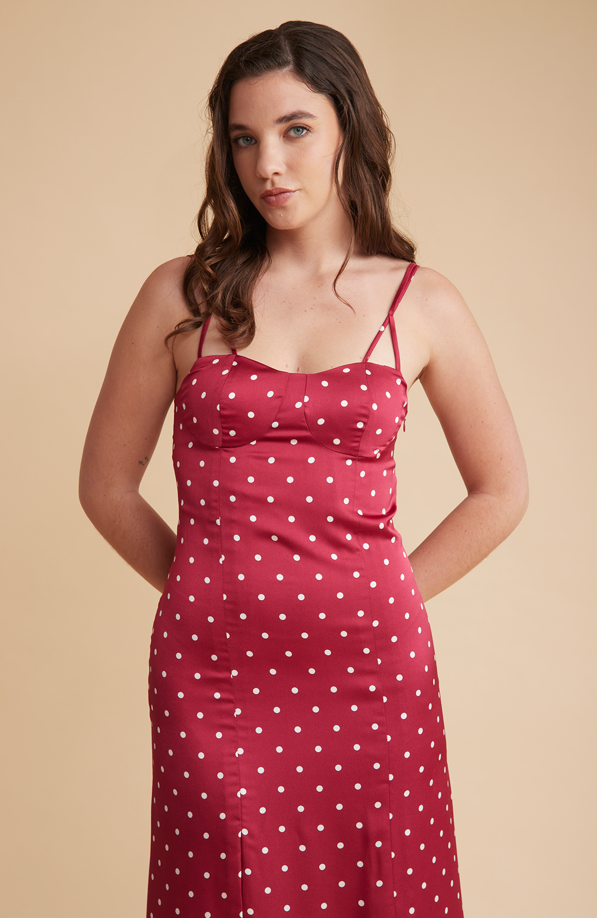 Satin Dress Polka Dots 