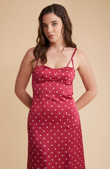 Satin Dress Polka Dots 
