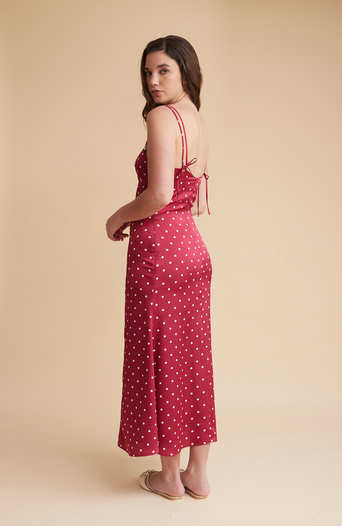 Satin Dress Polka Dots 