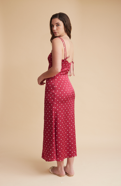Satin Dress Polka Dots 