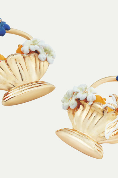 Pendientes Bolitas Cesta de Fruta y Flores