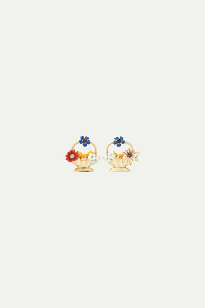 Pendientes Bolitas Cesta de Fruta y Flores